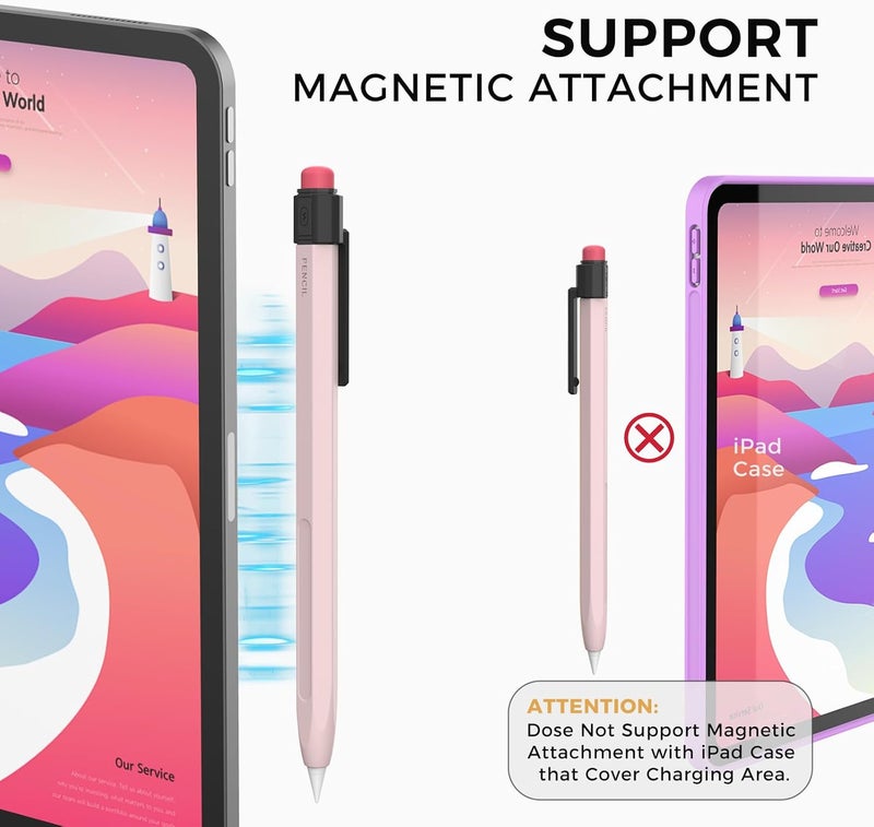 TRONWIN iPencil Case for Apple Pencil 2nd Generation Sleeve Silicone Protective Cover Perfect Grip Skin Classic Design with Sturdy Clip Compatible with Apple Pencil 2nd Generation (Lovely Pink) - Image 3